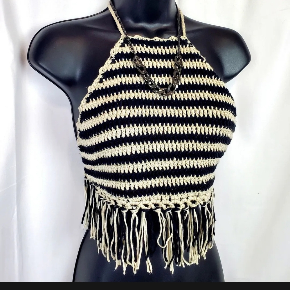 Forever 21 Crochet Fringe Halter